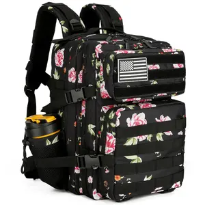 45L Black & White Tactical Backpack - Stylish Color Block Assault Pack for Gym & Travel