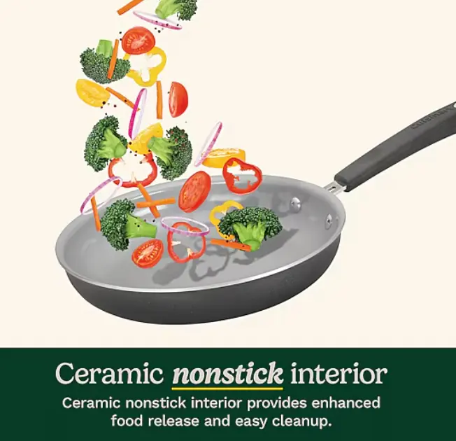 Cuisinart Advantage Ceramica XT 11-Piece Ceramic Cookware Set, Nonstick Pots and Pans Kitchen Set, Durable Ceramic Nonstick Cooking Set with Skillets, Saucepans and Stockpot, Versatile Cookware for Frying, Sauteing, Boiling, Simmering and Meal Prep