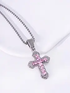 Elegant Cross Pendant Necklace for Women, Rhinestone Decorated Chain, Hip Hop Style, Perfect for Daily Wear and Travel, All Season Accessory