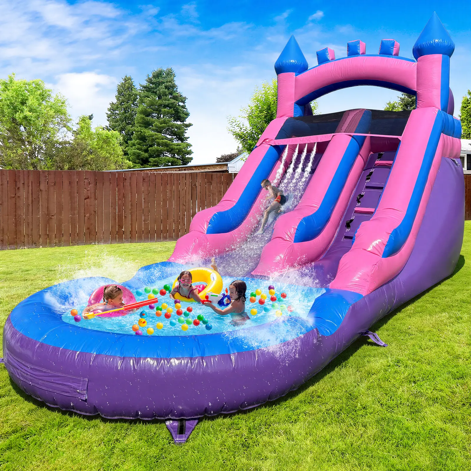 21ft Commercial PVC Inflatable Water Slide Dual Slide - TikTok Shop
