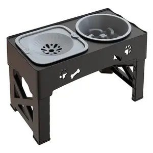 GOYJOY Elevated Dog Bowls for Dogs and Cats Adjustable 4 Heights Raised Dog Bowl Stand with Slow Feeders, Anti Slip No Spill Dog Water Bowl for Small Medium Large Dogs & Pets