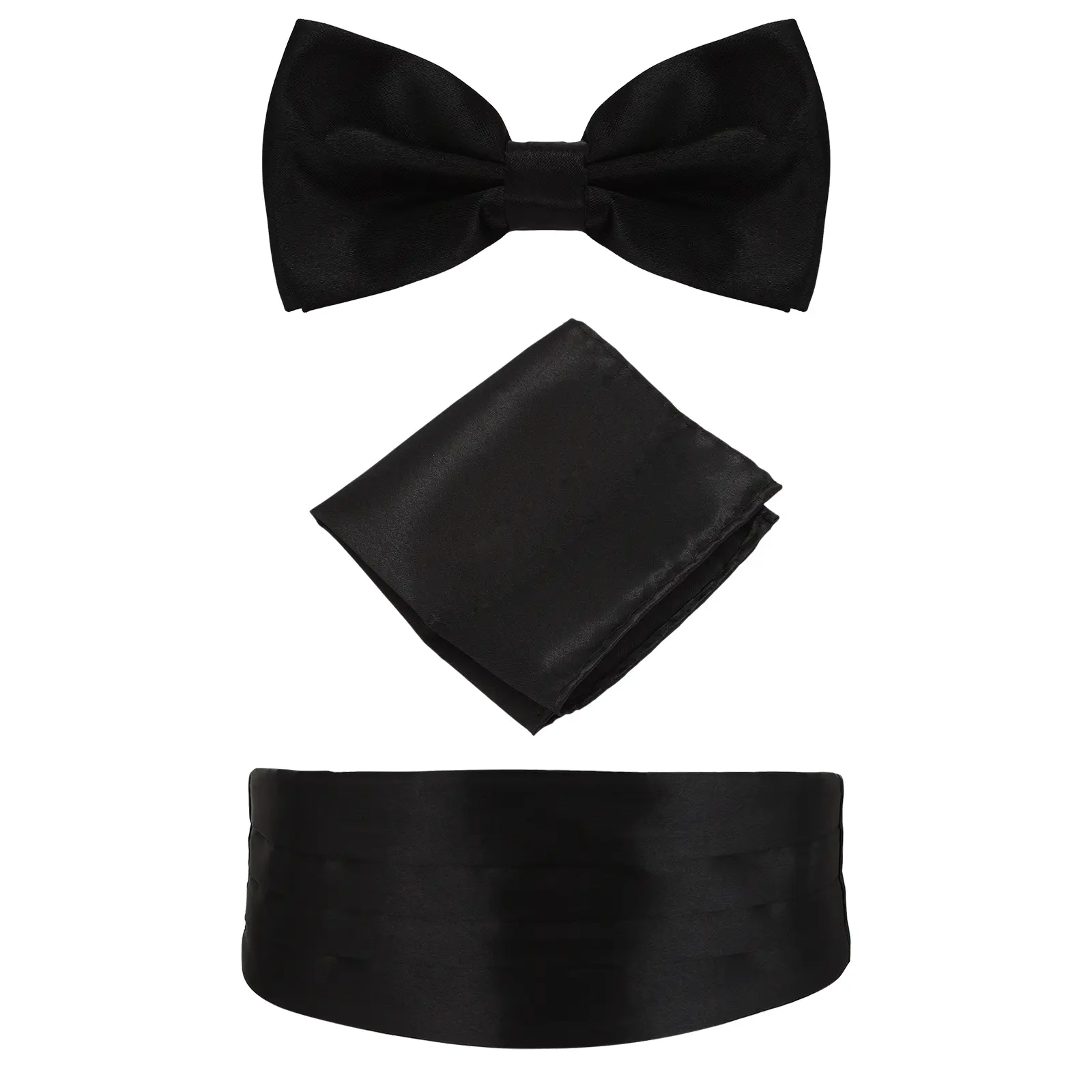 OIDEA Tuxedo Accessory Set for Men - 3-Piece Vintage Solid Silk with Comfortable Adjustable Bow Tie & Breathable Cummerbund for Ceremony, Male, Flexible, Adjustable Cumm., Coordinated Trio, Silk Finish, Bar Events, Elegant, Gift Box Included, Coordinated,