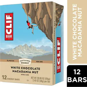 CLIF BAR White Chocolate Macadamia Nut Energy Bars – Plant Based – 12 Pack