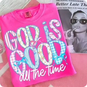 Comfort Colors God Is Good Christian Shirt, Playful Preppy Boho Bible Verse Graphic Tee, Aesthetic Faith Based Top, Trendy Religious Celebration Shirt