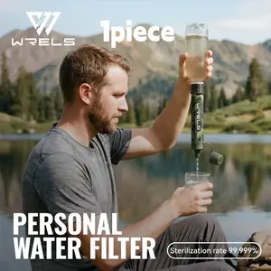 Portable Outdoor Water Filter, Camouflage Polygonal Purifier, Camping Hiking Adventure Drinkable Filter, Compatible with Water Bottles Bags