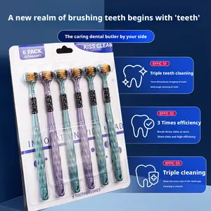 Unisex Three-Sided Wrapped Soft Bristle Toothbrush Set, High-End 3D Family Pack, Gum Protection & Interdental Cleaning Wholesale