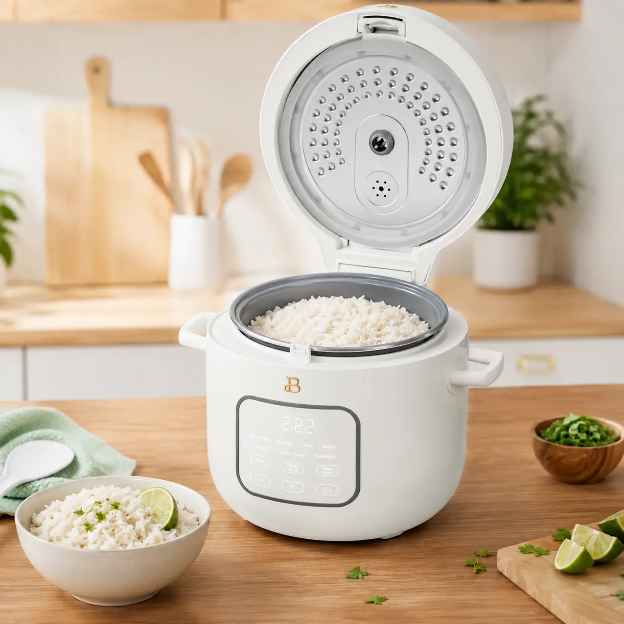 Beautiful 14-Cup Programmable Rice Cooker & Grain Multi-Cooker with EverGood Ceramic Nonstick Pot