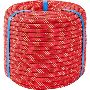 7/16 Inch 150ft Braided Arborist Rope High Strength Nylon Red with Blue Stripe for Tree Work Cargo Pulling Lifting Rigging Climbing Durable & Lightweight