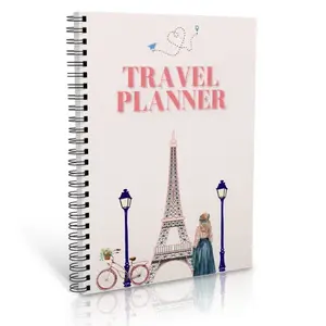 French Romantic Travel Planner Notebook, Coiled Binding Design, Perfect for Recording Travel Plans & Memories, Ideal Gift for Travelers