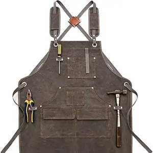 Multi-Pocket Canvas Apron, Simple Strap + Durable, Woodworking/electrical/gardening/landscape Workwear, Essential Tool for Professionals