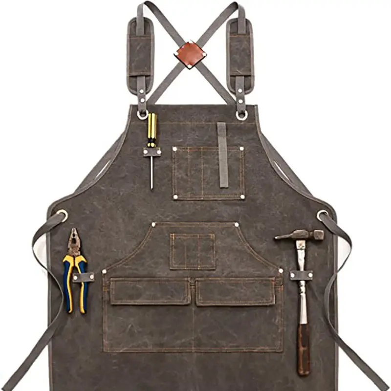 Multi-Pocket Canvas Apron, Simple Strap + Durable, Woodworking/electrical/gardening/landscape Workwear, Essential Tool for Professionals