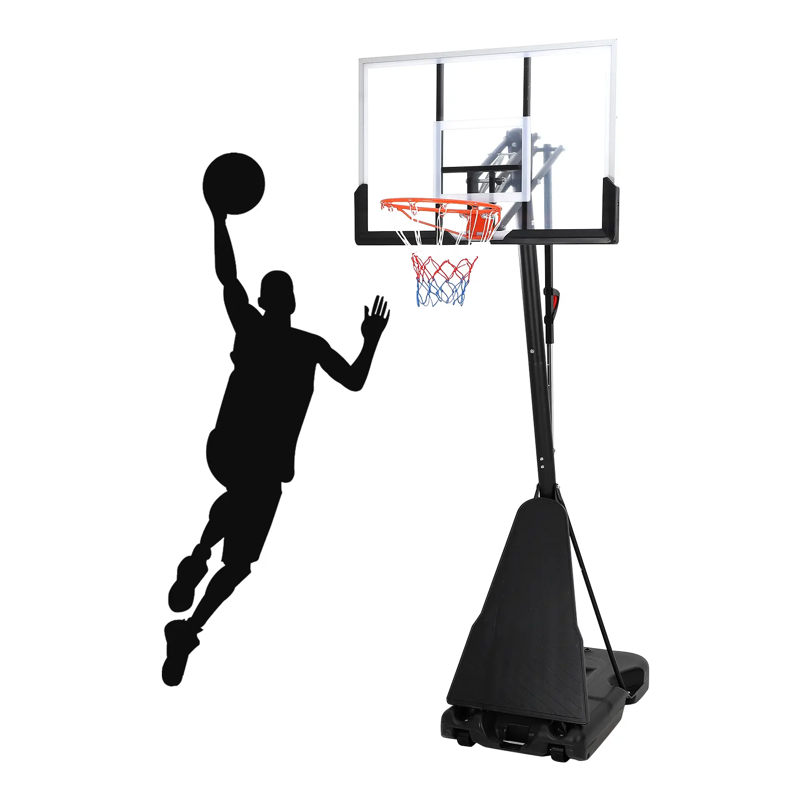 Basketball Hoop Outdoor 5.2-10 ft Portable, 47 in Shatterproof Backboard & Rebound Plate & Quick Adjustable Basketball Goal System for Kids/Adults in Swimming Pool/Driveway/Backyard