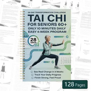 28-Day Senior Tai Chi Weight Loss Guide, Portable A5 Spiral Notebook, Guided Journal, Promotes Metabolism, Reduces Fat, No Dieting, No Running, No Knee Pain