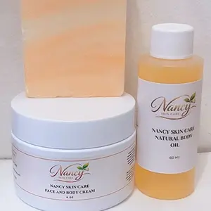 Nancy Skin Care Mini Grimel Carrot Set 4oz Body Cream 2oz Body Oil 2.9oz Face/Body Soap