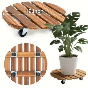 2pcs Heavy-Duty Iron-Wheeled Plant Caddy |   12in Rolling Outdoor Plant Stand with Swivel & Lockable Casters |   Durable Rust-Resistant Metal Wheels for Indoor/Patio Planters, Pots, and Garden Decor