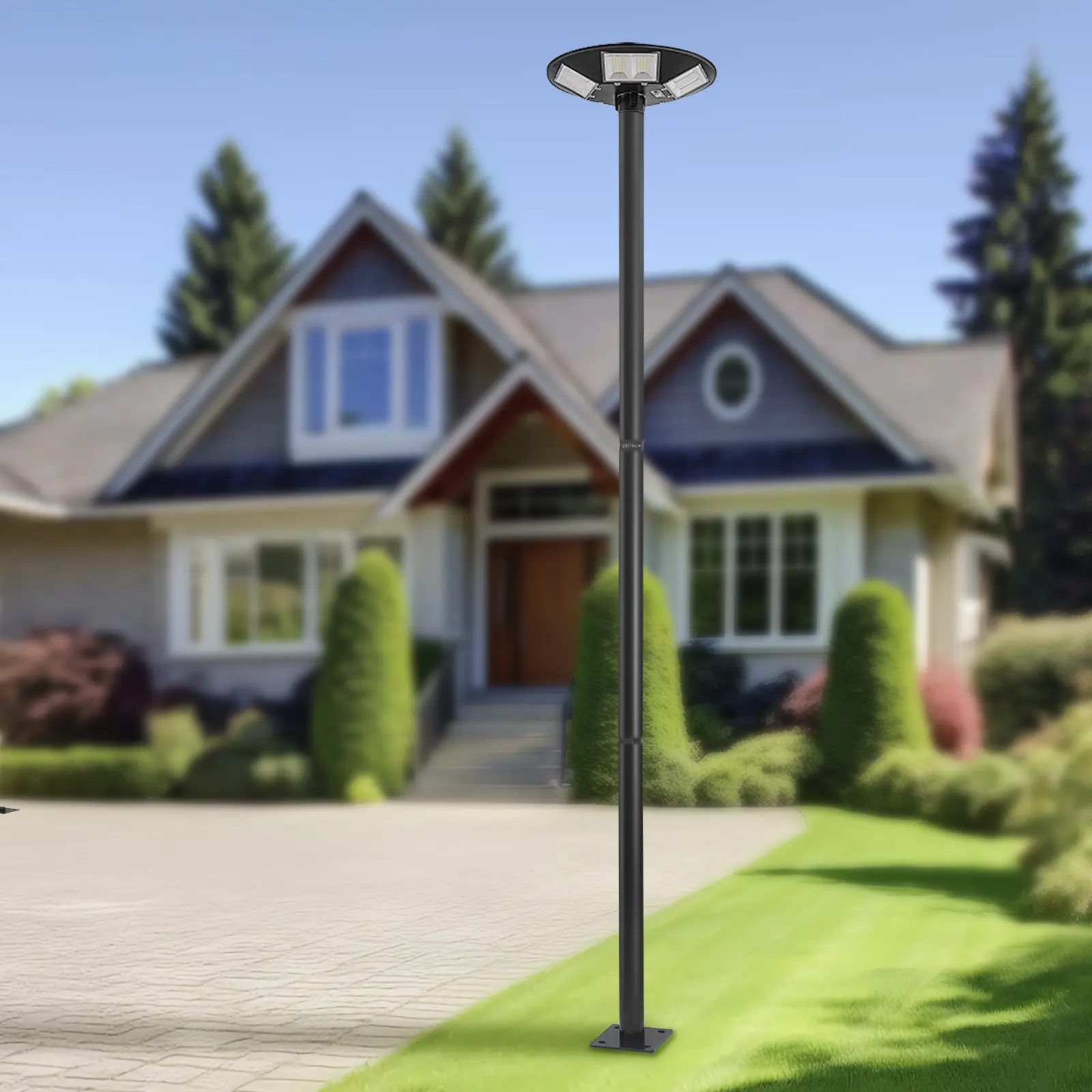 Black Galvanized Steel Outdoor Street Light Pole 10ft 3m Height Floor Mount Lamp Post with Ground Cage for Urban Roads Parks Parking Lots Schools
