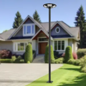 Black Galvanized Steel Outdoor Street Light Pole 10ft 3m Height Floor Mount Lamp Post with Ground Cage for Urban Roads Parks Parking Lots Schools