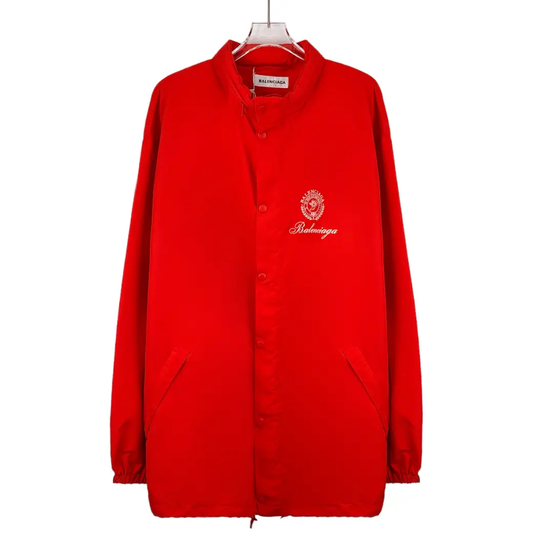 RDLT - Balenciaga Red Logo Print Hooded Zip Jacket Size 38