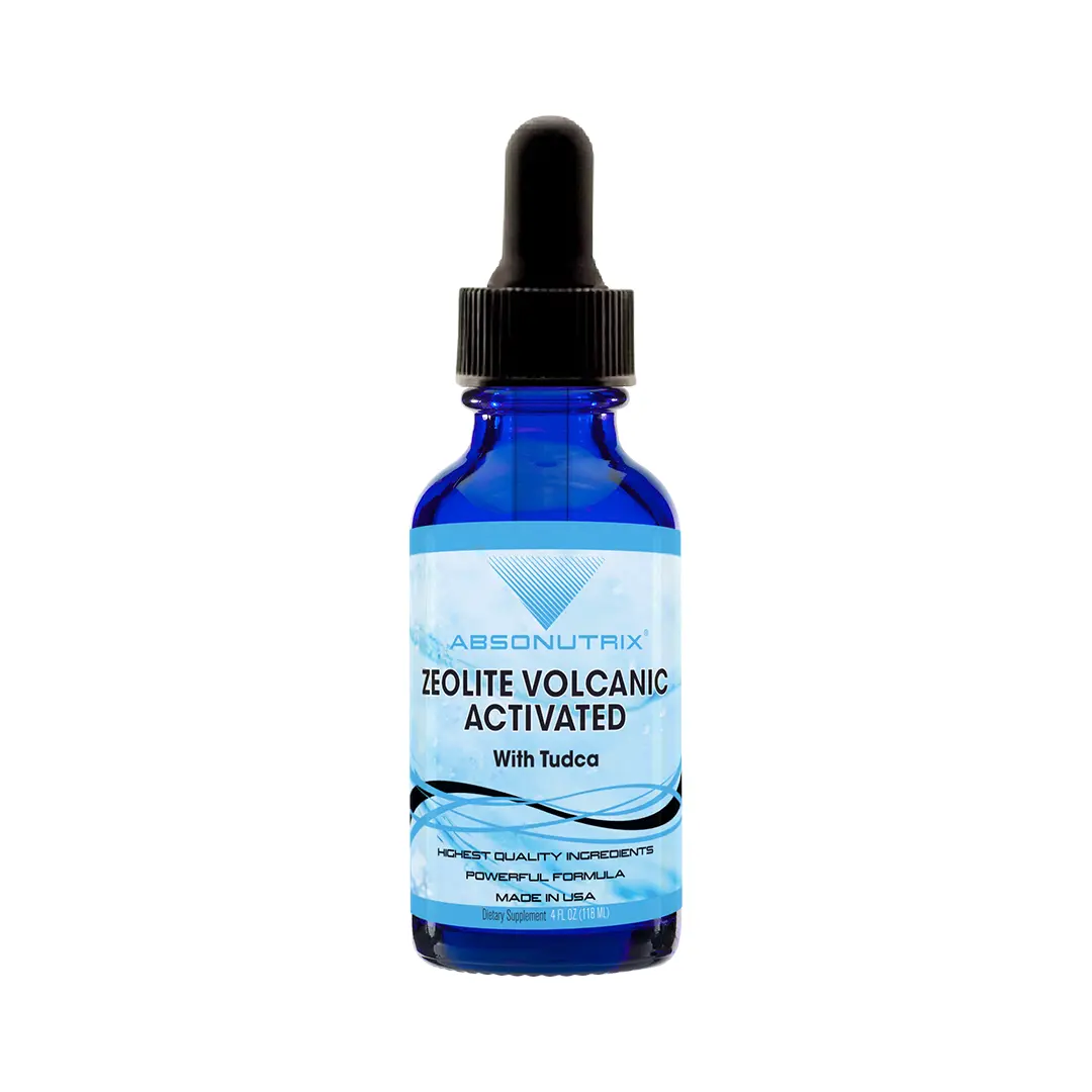 Absonutrix Volcanic Activated Zeolite with Tudca Dietary Supplement - 390mg Liquid, 4oz, 302 Servings, Made in USA, Non-GMO, GMP Certified, Cruelty-Free, Quick Absorption, Youth Support, Energy Boost, GMO-Free, Enhances Detox Properties