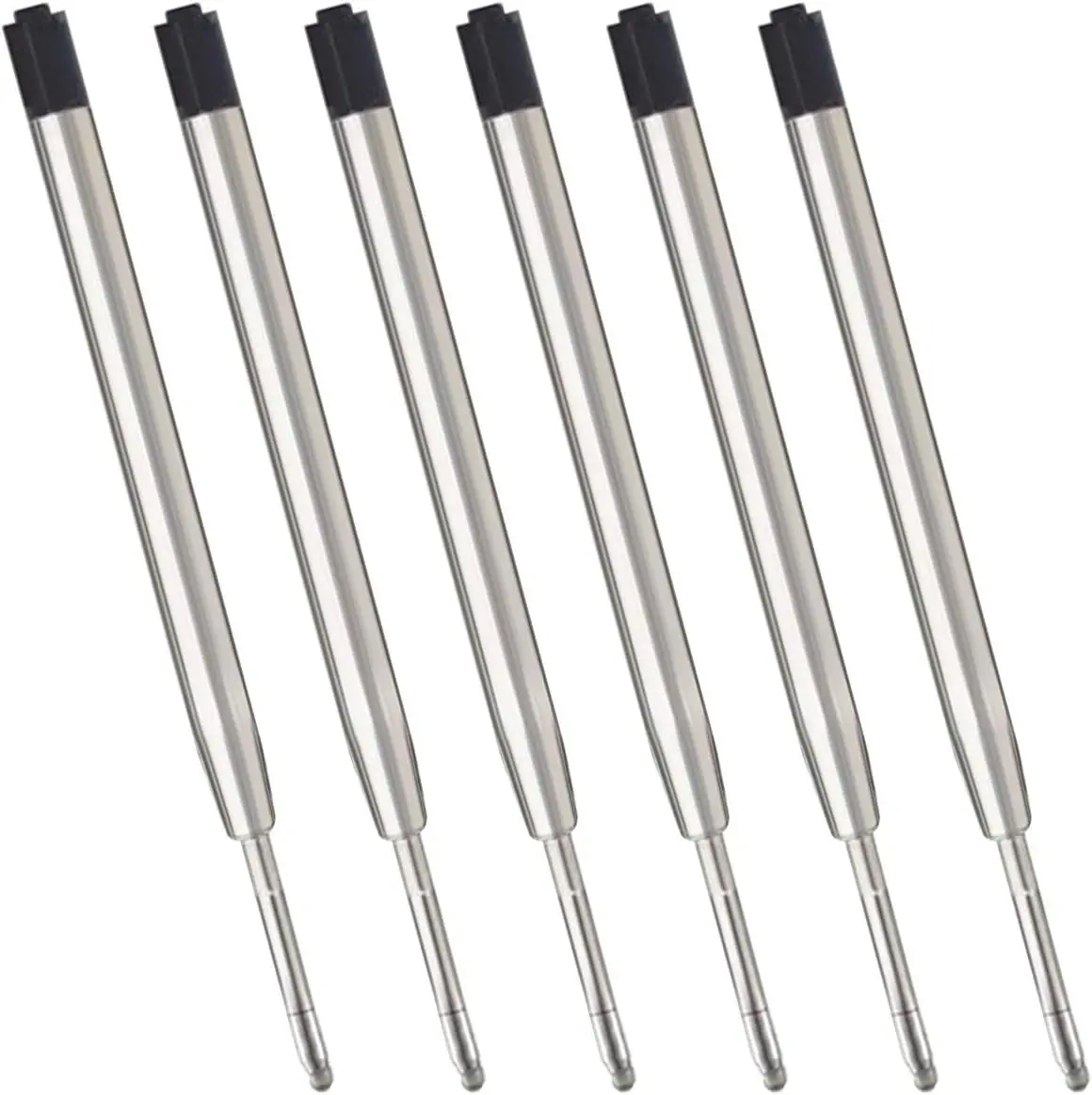 Black Ink Refills (6pcs), Replaceable Ballpoint Pen Refills, 1mm Medium Tip - Black