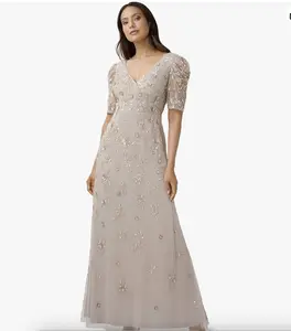 Adrianna Papell Women's Beaded Surplice Gown