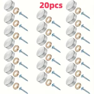 20 brass decorative screw caps, 16mm - suitable for mirrors, coffee tables and glass furniture