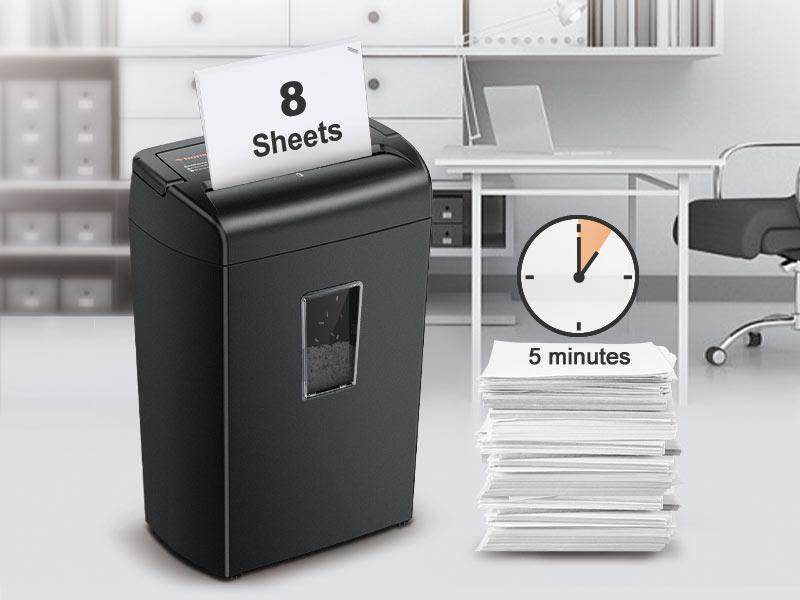 Bonsaii 8-Sheet Micro-Cut Paper Shredder, 5-Minute Runtime, 5.5-Gallon Capacity with Transparent Window, Shreds Credit Cards,Staples,and Clips C209-E