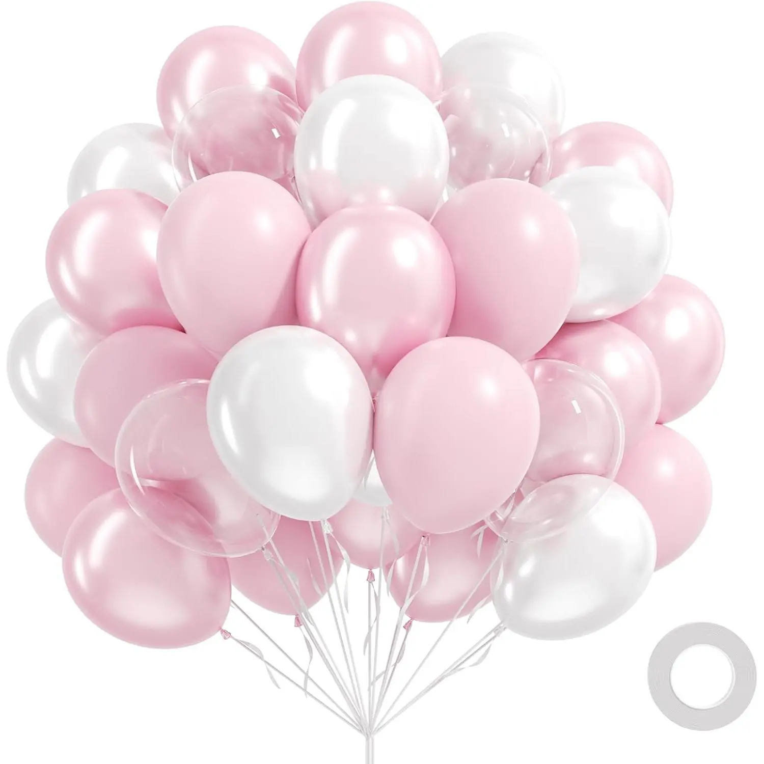 60 count  and White Balloons 12inch, Clear  White  Balloons for Wedding Bridal  Shower Birthday Party Decorations