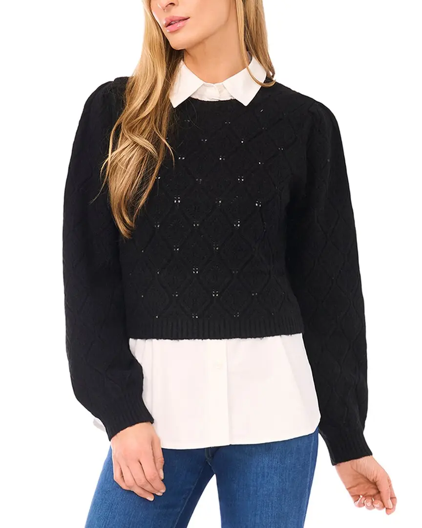 Ted Baker Allover Pointelle Texture Twofer Wool-Blend Sweater