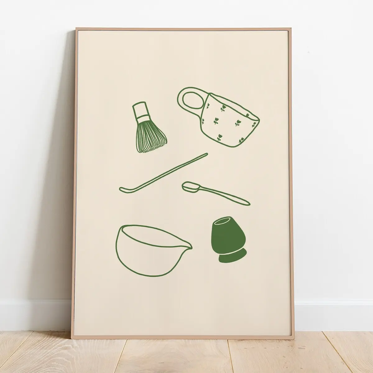 Matcha Latte Print, Matcha Poster, Matcha Corner Wall Art, Matcha Lover Art Print, Tea Lover Print, Kitchen Wall Art, Unframed