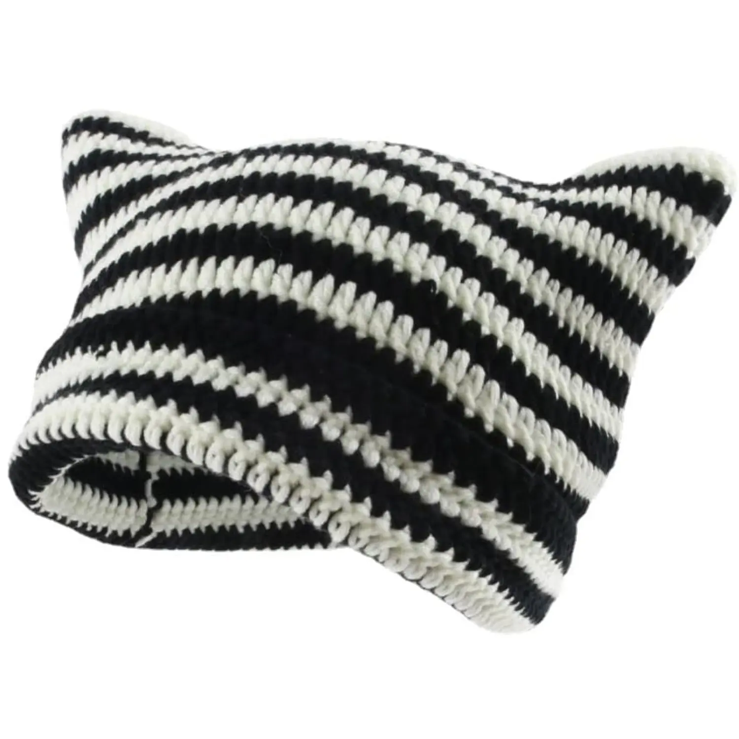 Y2K Crochet Beanie Soft Handmade Knit Hat Aesthetic Winter Cap for Women