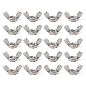 20Pcs M6 304 Stainless Steel Wing Nuts Hand Twist Tighten Ear Butterfly Nut Fastener Parts for Screws