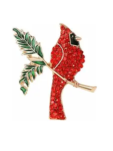 New Brooch Pin Jewelry Accessory, Oil-Drop Lucky Bird Branch Flower Design, Creative Parrot Rhinestone Decoration, Daily Wear, Jewellery