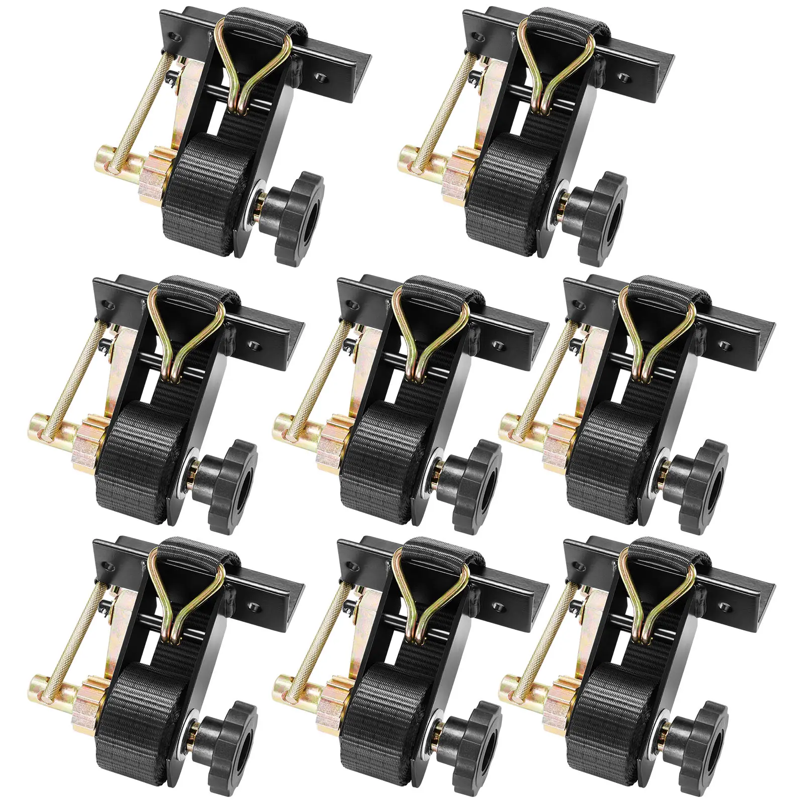 【DealsForYouDays】VEVOR Ladder Rack Ratchet Straps,Black Square Tube Mount1.5 in Wide x 7.4 ft Long Black Ladder Rack Straps with Double J-Hooks500 lbs Load Heavy DutyCargo Buckle Lock Strap (8 Pack)