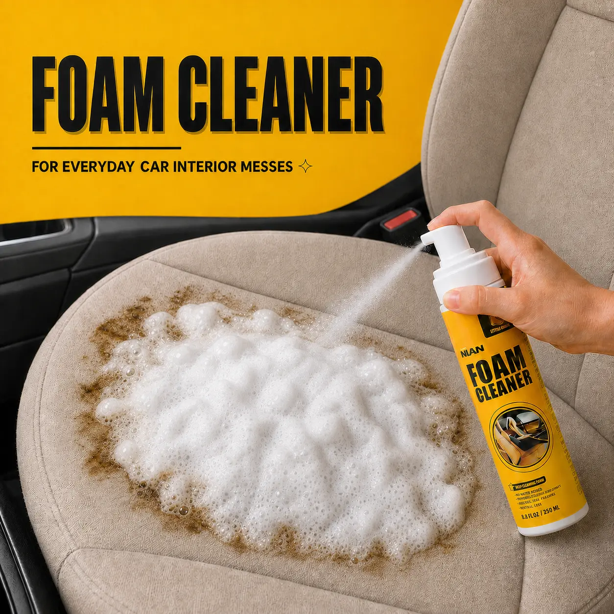 NUAN Car Interior Cleaner Foam Spray, Upholstery & Seat Cleaner for Fabric, Leather, Dashboard and Interior Stains-M1 sohochic