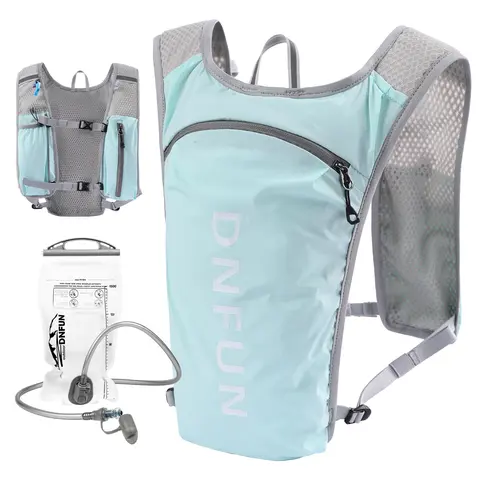 Unisex 140g Lightweight Nylon Hydration Backpack with 1.5L Water Bladder - Outdoor Sports Equipment, Adjustable Breathable Mesh Bottle Pack, Bike Water Holder, Adjustable Belt, Reflective Strip, Machine Washable for Running, Camping, Accessories