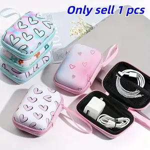 Earphone Data Cable Charger Storage Bag, Anti-Drop Zipper Case, Cartoon Creative Design, Durable Organizer Box for Earphones Accessories, Lightweight