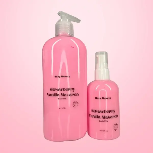 Strawberry Vanilla Macaron-Body Milk/ Lightweight Body Lotion Moisturizing Jojoba Sunflower