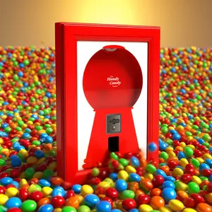 Red Wall Mounted Candy Dispenser Picture Frame - Hanging Gumball Machine for Snacks, Pet Treats, Fun Home Decor, Save Counter Space, Gift for Kids, Perfect Christmas Gift Boxes Organiser