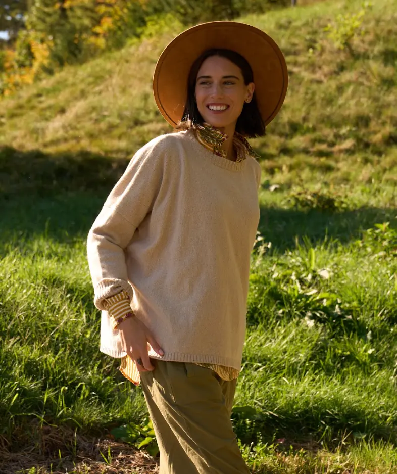 Nantucket Boxy Recycled Cashmere Sweater - Oatmeal