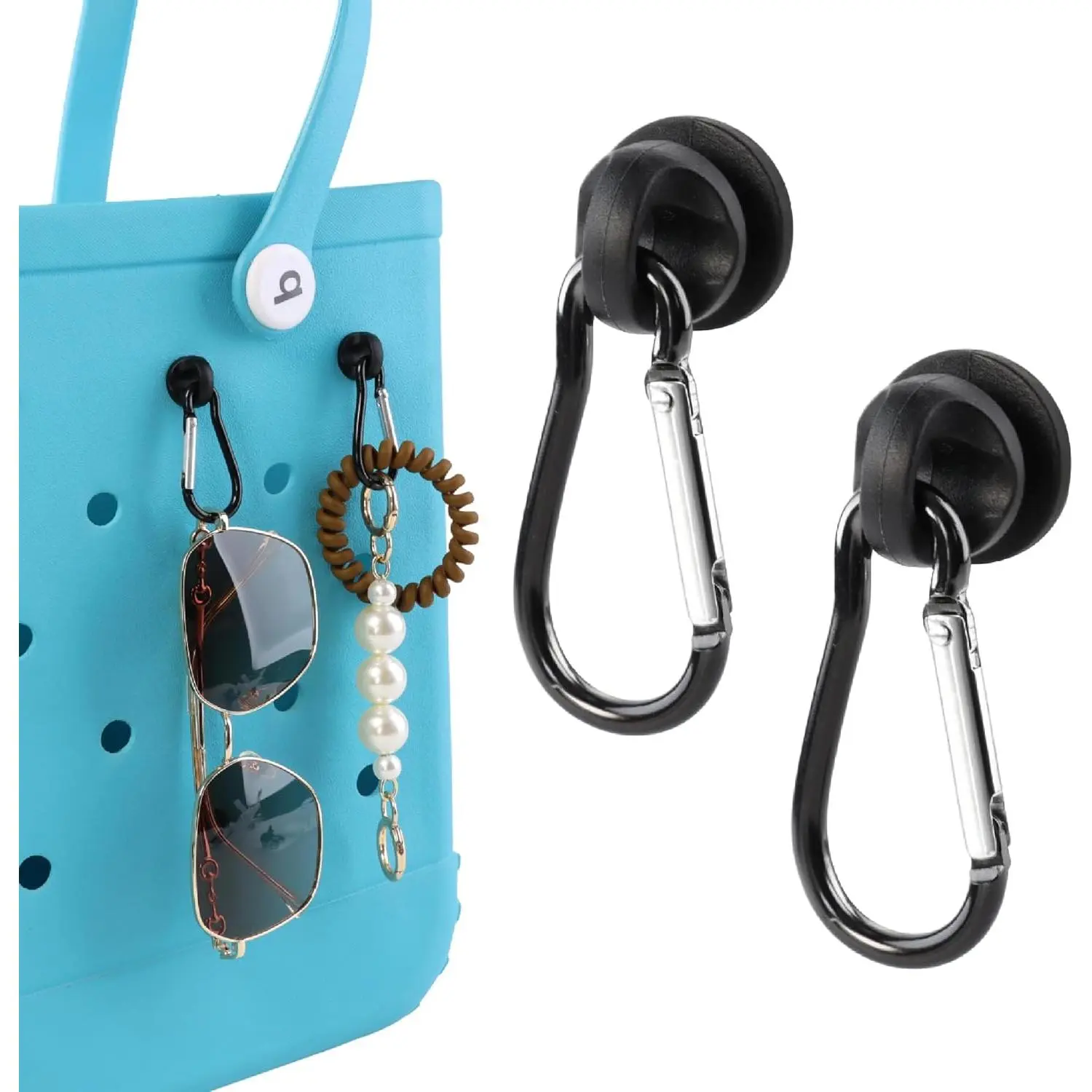 2-Pack Silicone Bag Hooks, Clip-on Purse Accessories and Charm Keychain Holder for Totes and Handbags, Bag Charm Keychain