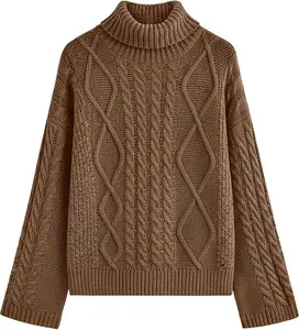 PrettyGarden Womens‘ ’Fall Sweaters Oversized Chunky Cable Knit Turtleneck Long Sleeve Winter Pullover Sweater Tops