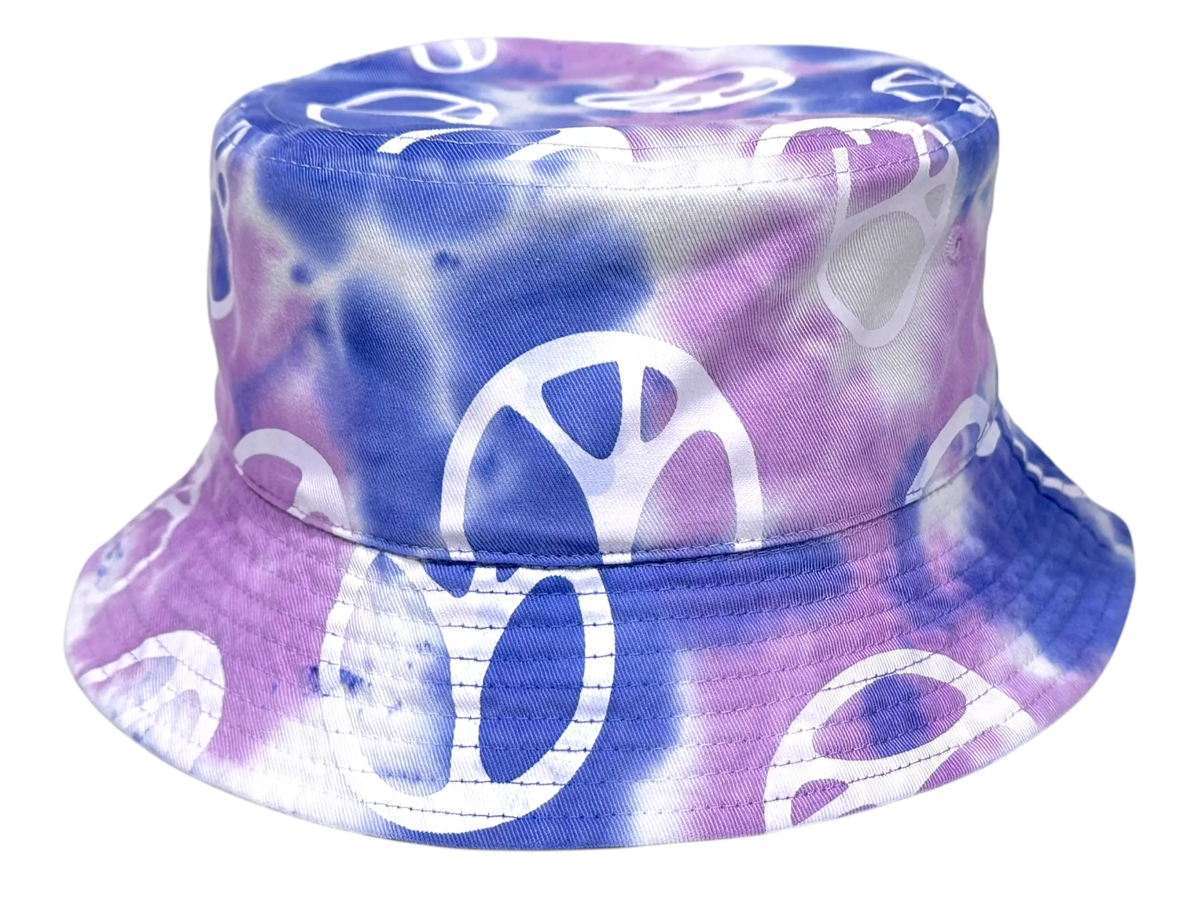 Bokeh Unisex Warped Peace Bucket Hat | Funky Tie-Dye Alien Cotton Sun Hat, Lightweight and Packable for Festivals & Travel, Blue Bucket Hats