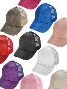 C.C Glitter Mesh Back Criss-Cross Ponytail Baseball Cap Pony Cap