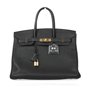 Pre-owned HERMÈS Calfskin Top Handle Bag Birkin Black 57684957 hz