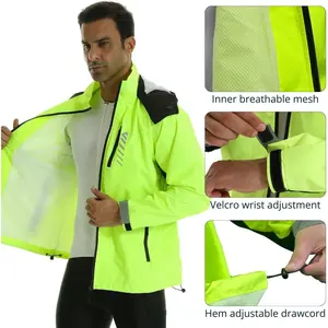 wulibike Mens Cycling Jacket,Windbreaker Lightweight Packable Rain Jacket with Pockets and Reflective Strips Raincoat