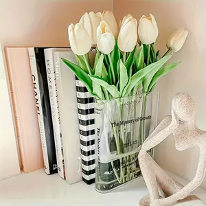 Acrylic Transparent Book-Shaped Flower Vase Display Box, Cute Bookshelf Decoration, Home Bedroom Office Aesthetic Room Decor (no Flowers), Decorative Vase