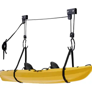 Kayak Hoist Quality Garage Storage Canoe Lift with 125 lb Capacity Rubber Coated Hooks Easy Installation Robust Engineering Secure Locking Mechanism Indoor Use