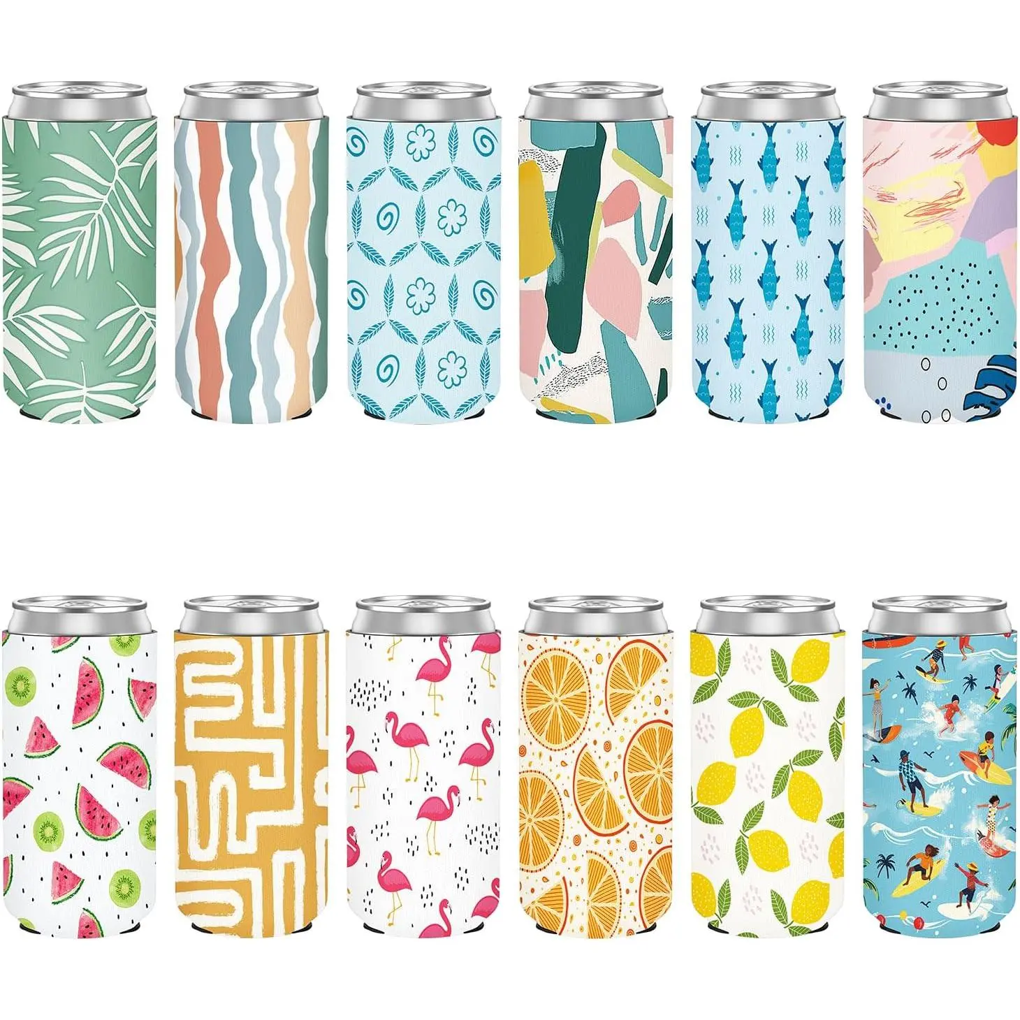 12 Pack Slim Can Cooler Sleeve Insulated Tall Cans 12 Oz Bulk Neoprene Slim Drink Bottle Holder Party Decorations, Men Women Birthday Bachelorette Summer Party Favor Gifts