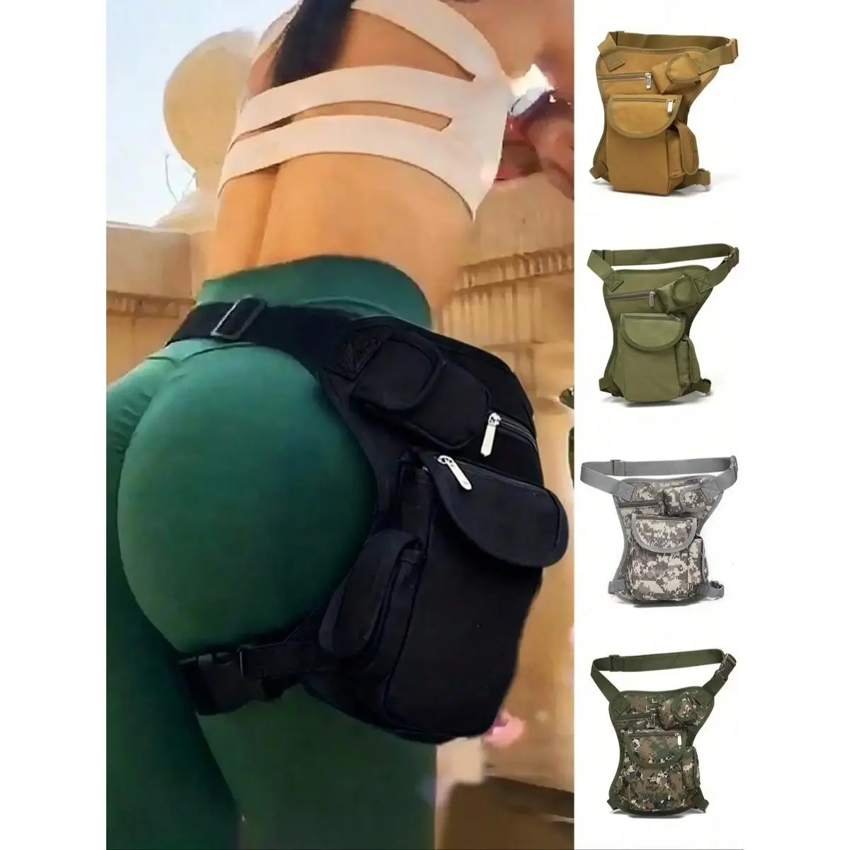 Water-Resistant Belt Bag, Durable Canvas Motorcycle Pack with Adjustable Waistband for Hiking and Outdoor Travel, Waterproof Belt Bag, Adjustable Waistband Bag